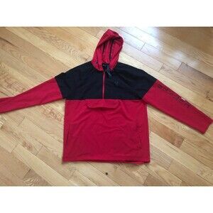 Spyder ProW=B Men's Racer 1/4 Zip Pullover Hoodie Nylon Jacket Large Red Black
